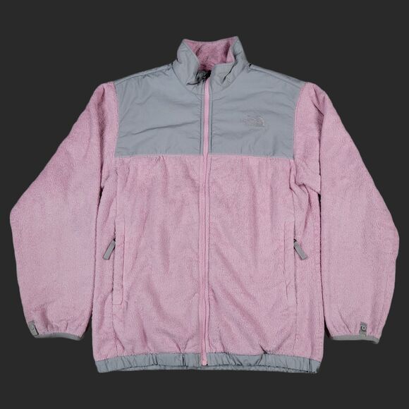 The North Face Jacket Girls XL Pink Gray Faux Fur Full Zip Zipped Pockets - Picture 1 of 13